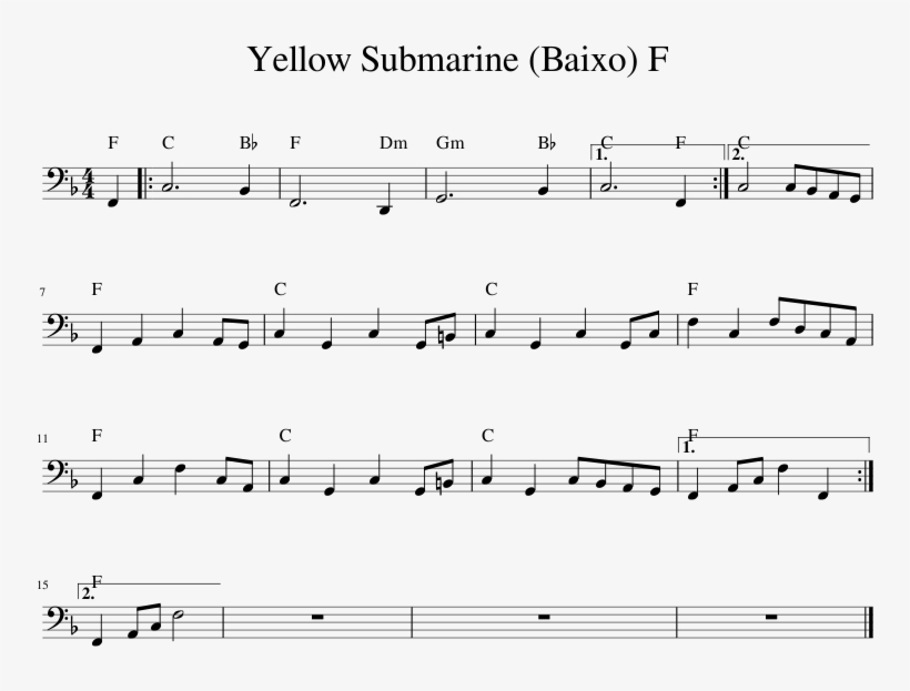 Yellow Submarine F Sheet Music 1 Of 1 Pages - Far More Drums Dave Brubeck, transparent png download