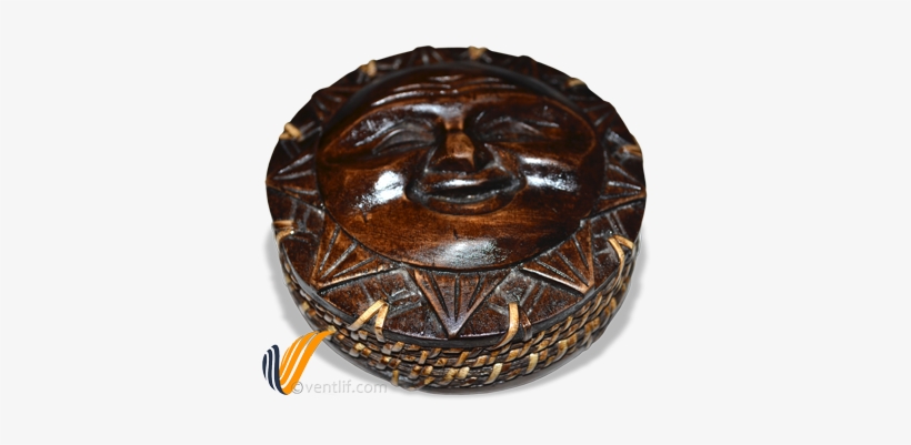 Wooden Carving Smiling Sun Face Jewelry Box - Carving, transparent png download
