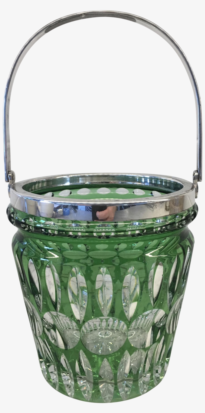 Bohemian Emerald Crystal & Silver Ice Bucket On Chairish - Silver, transparent png download