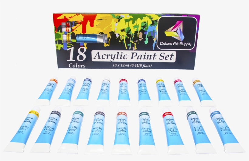 Deluxe Art Supply Acrylic Paint Sets Are Everything - Artists Acrylic Paint Set - 18 Vibrant Colours - 12ml, transparent png download