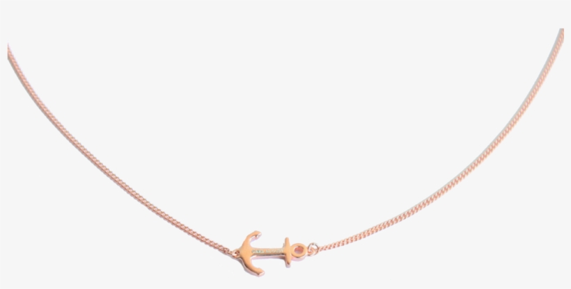 925 Rose Gold Anchor Necklace - Necklace, transparent png download