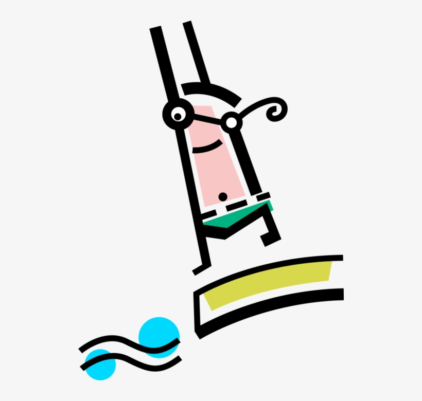 Vector Illustration Of Diver Bounces On Diving Board - Diving, transparent png download