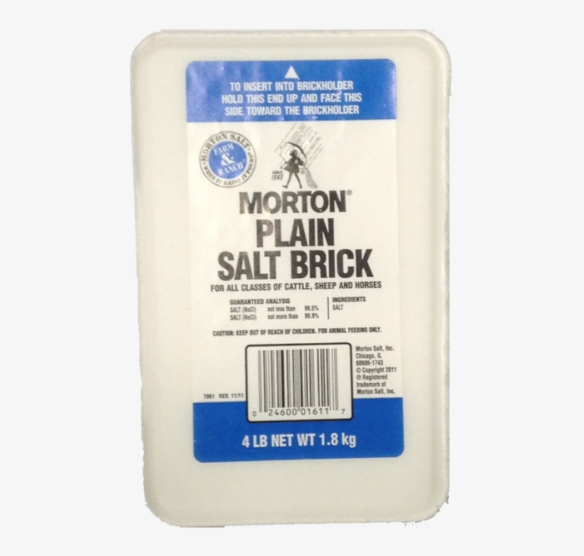 Morton Salt White Salt Brick - Morton Plain Salt 4 Lb. Brick, transparent png download