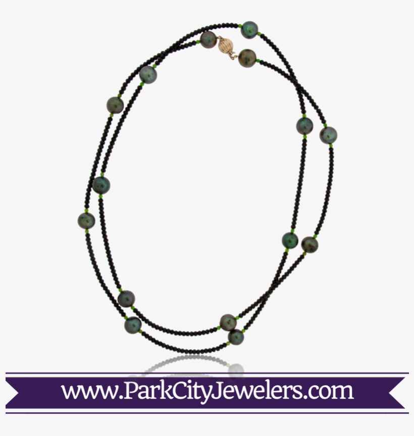 Black Spinel And Black Pearl Strand Necklace - Pave Diamond Snowflake Earrings, transparent png download