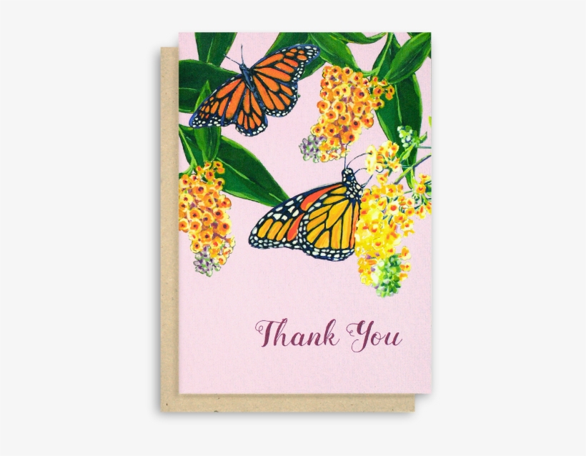 Monarch Butterfly Thank You Card With Purple Background - Foral Business Thank You Card, transparent png download
