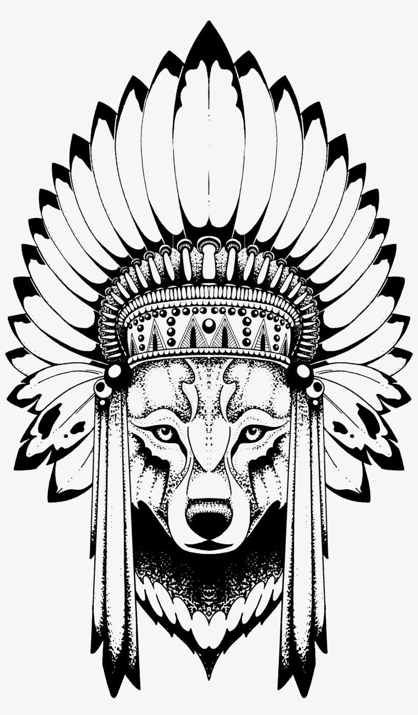Indian Silhouette Clip Art At Getdrawings - Эскизы Тату Волк Индеец, transparent png download