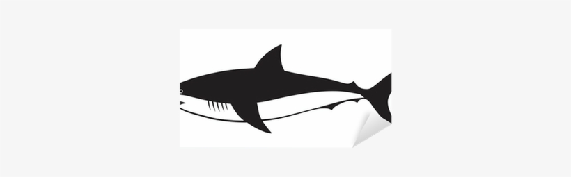 Silhouette Shark Isolated On White Background Sticker - Shark Sketch, transparent png download
