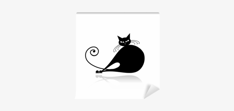 Black Cat Silhouette For Your Design Wall Mural • Pixers® - Cat Silhouette, transparent png download