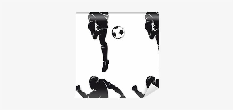 Vector Football Player Silhouette With Ball Isolated - Soccer Ball Player Wall Art Sticker Decal, Black, Size, transparent png download