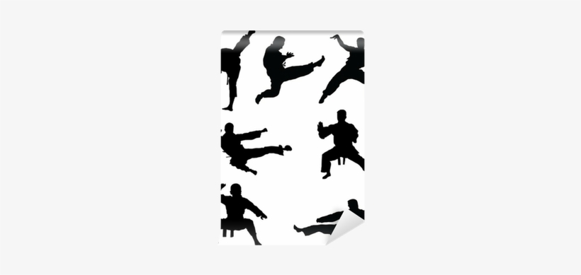Black Silhouettes Of Karate, Vector Wall Mural • Pixers® - Painting, transparent png download