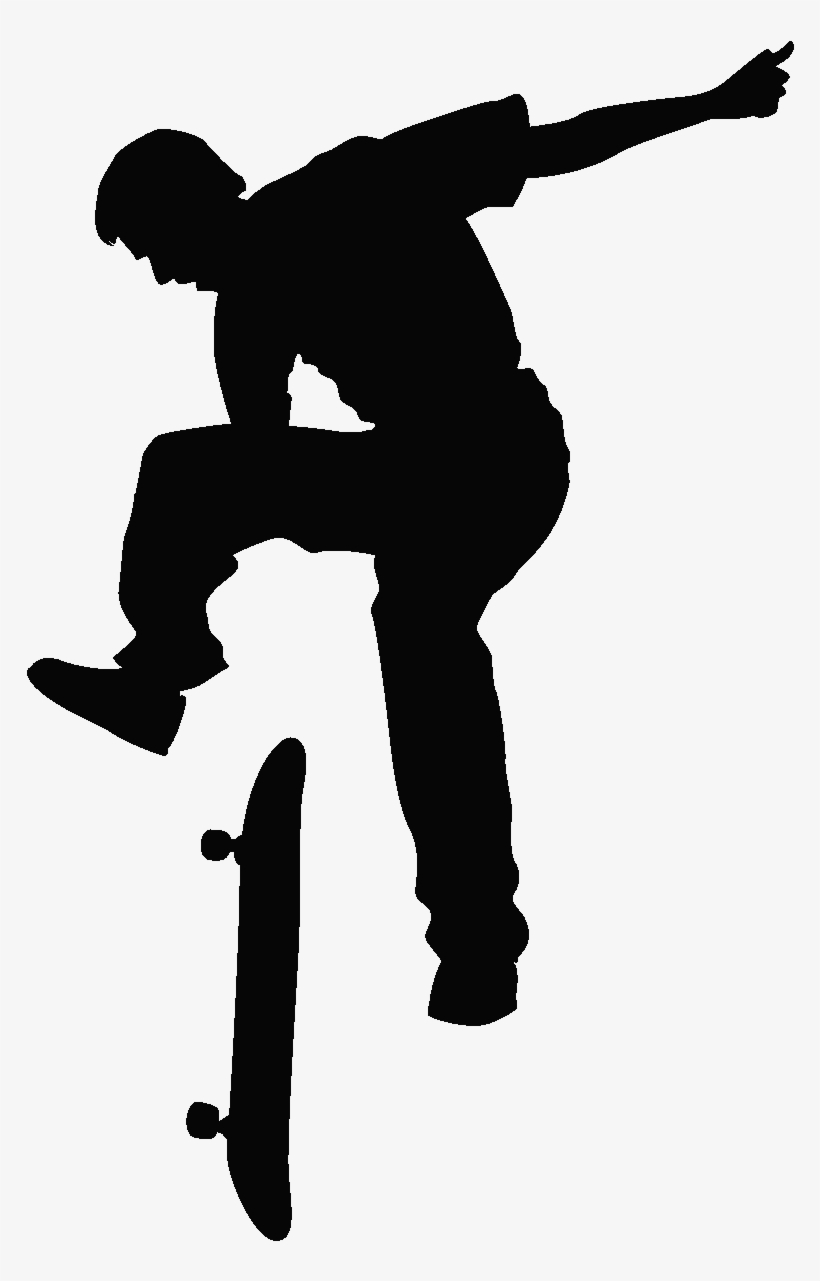Sticker Silhouette D Un Skater Ambiance Sticker Kc3199 - Scooter Rider Silhouette, transparent png download