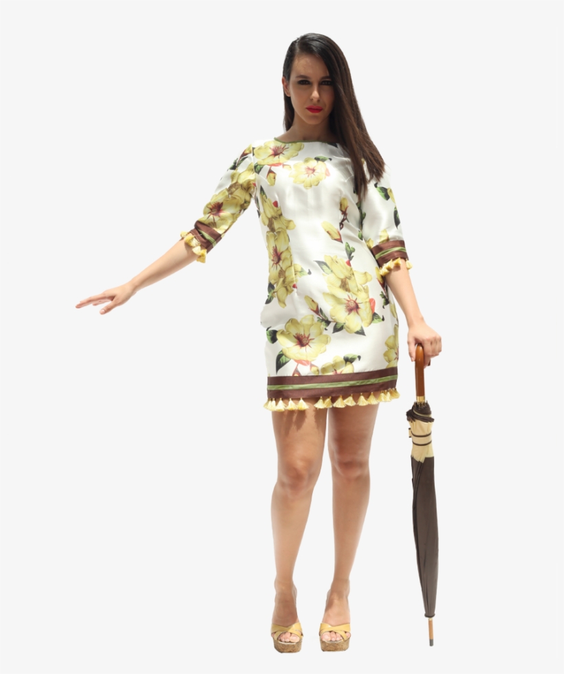 Green N White Dress - Fashion Model, transparent png download