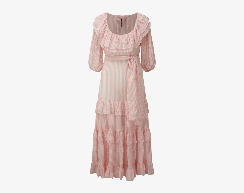 Eugenie Pink Striped Crinkle Dress - Lisa Marie Fernandez Eugenie Striped Cotton Dress, transparent png download