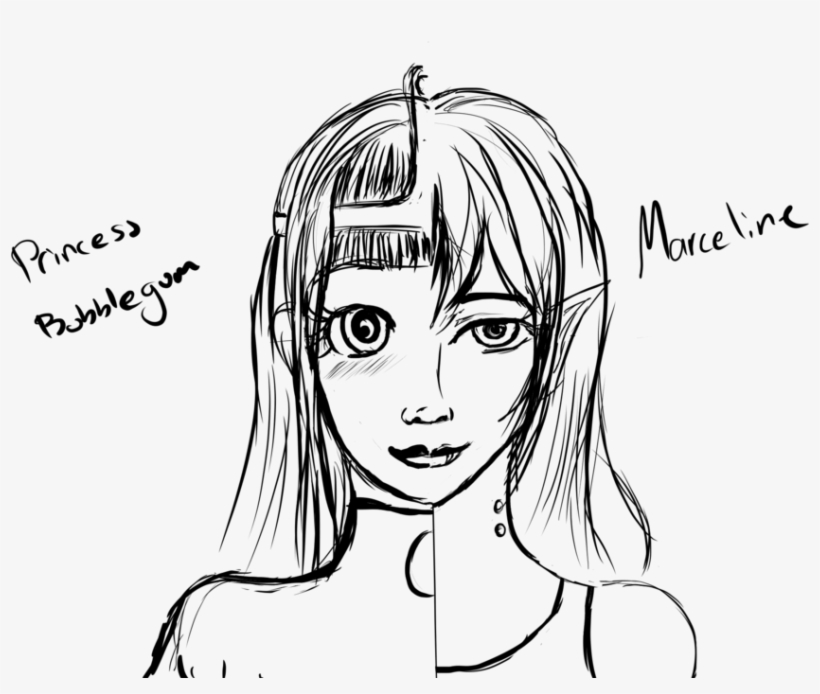 Princess Bubblegum And Marceline Sketch By Kerry483 - Princess Bubblegum And Merceline, transparent png download