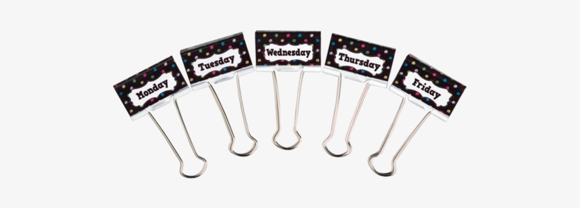 Chalkboard Brights Days Of The Week Large Binder Clips - Binder Clip, transparent png download