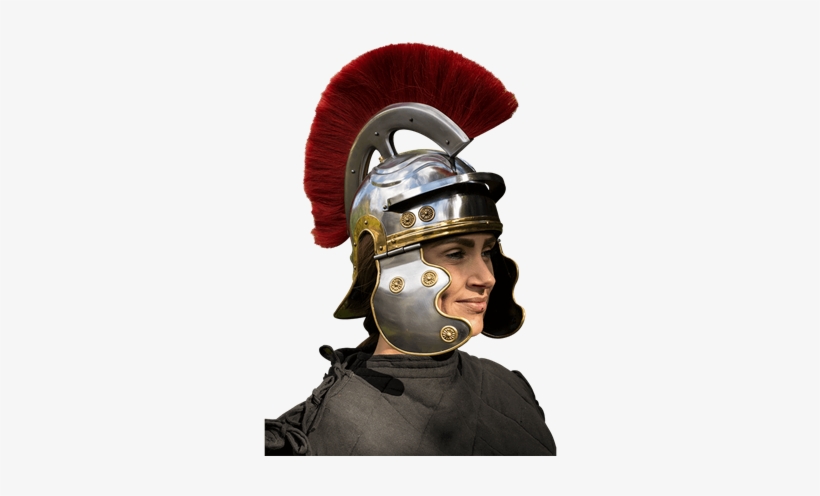 Roman Trooper Helmet With Red Plume - Roman Trooper Helmet, transparent png download