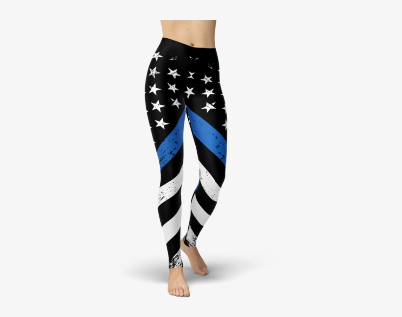 Thin Blue Line Flag Leggings - Leggings, transparent png download