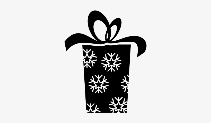 Christmas Gift Box With Snowflakes Pattern And A Ribbon - Christmas Presents Silhouette Free, transparent png download