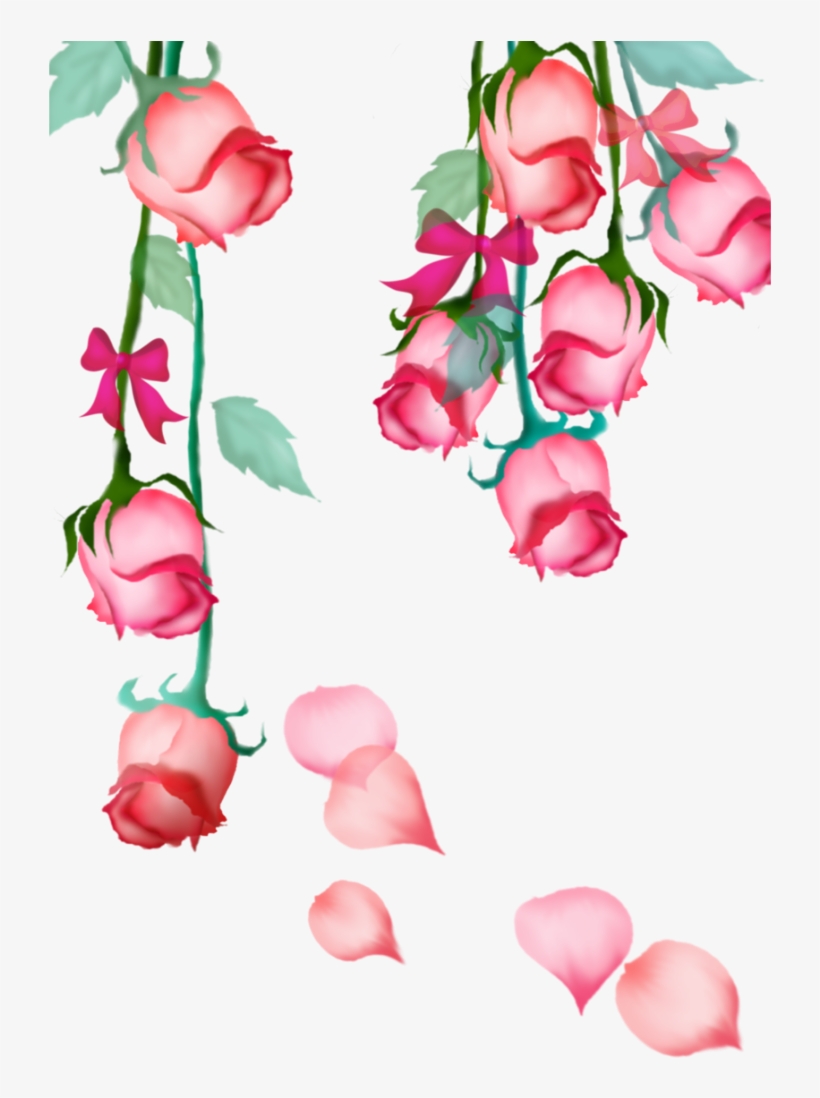 Mq Pink Rose Roses Hanging Bow Flowers Flower - 花朵, transparent png download