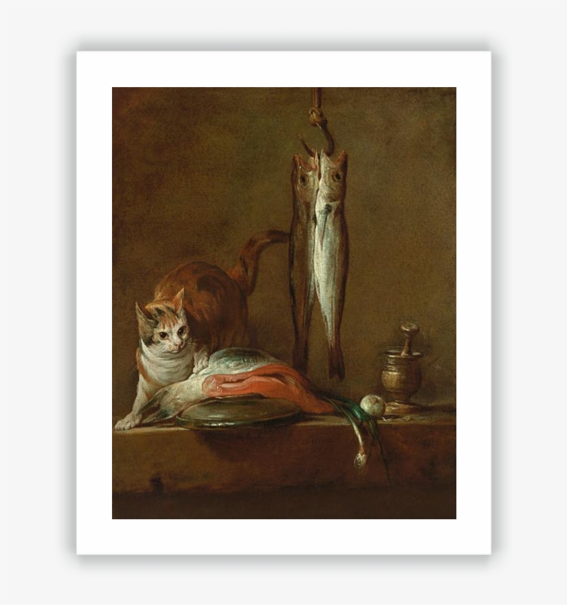 Still Life With Cat And Fish - Jean Siméon Chardin, transparent png download