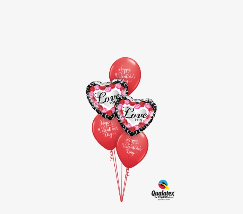 Pink & Red Roses Valentine Frame - 15cm Qualatex Quick Link Balloons Assorted Colours, transparent png download