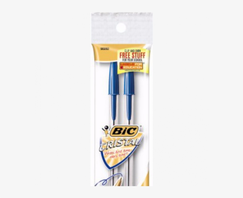 Bic Cristal Blue Ink Medium Ball Pen - Bic Corporation Pen 2pk Med Black Cristal, transparent png download