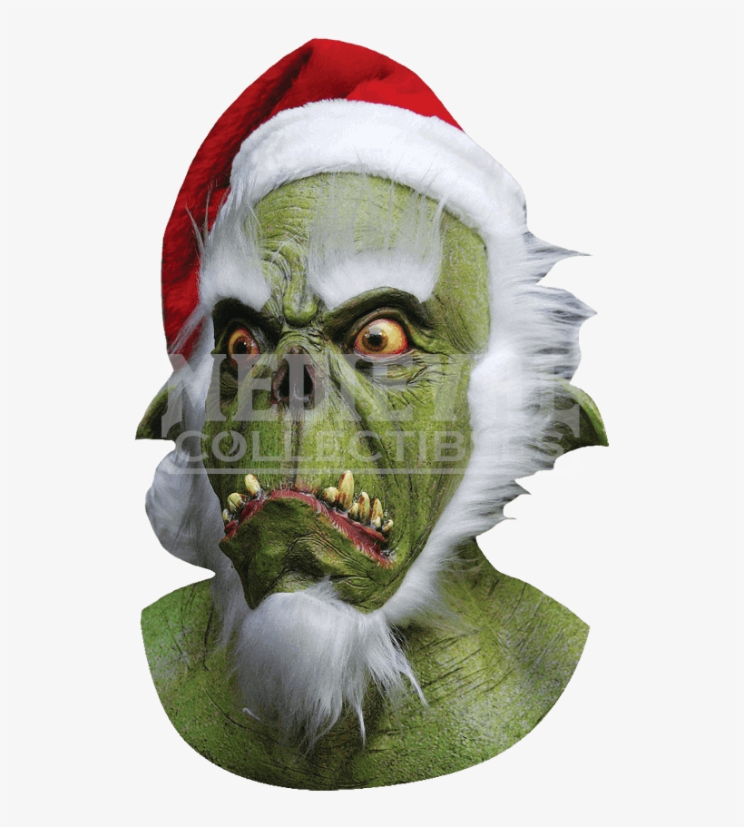 Green Santa Mask - Green Santa Halloween Mask, transparent png download