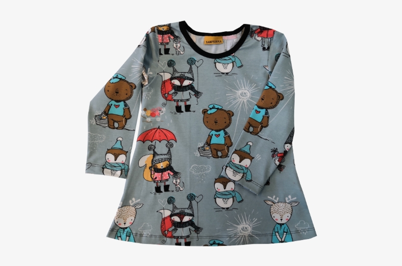 Tunic, Forest Animals Grey - Jersey Biojersey Stoff Stenzo Winter Tiere Mint Bunt, transparent png download