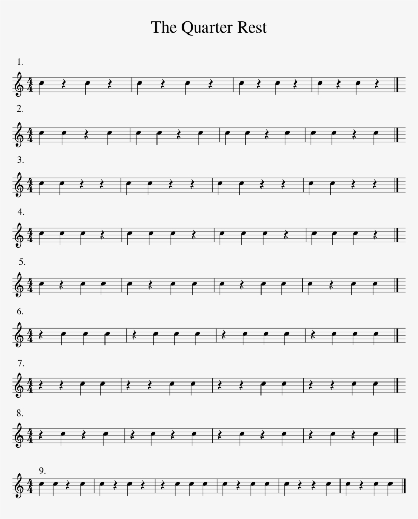 The Quarter Rest Sheet Music 1 Of 1 Pages - Number, transparent png download
