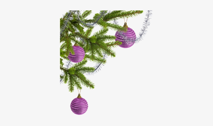 Tree And Ornaments - Transparent Christmas Photo Corner, transparent png download
