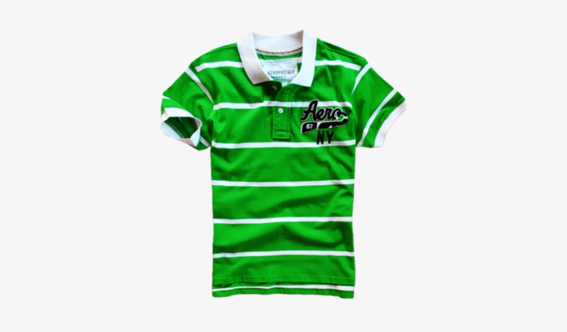 ~aeropostale Green Striped Polo Shirt With Embroidery - Mens Chest Embroidery Designs, transparent png download
