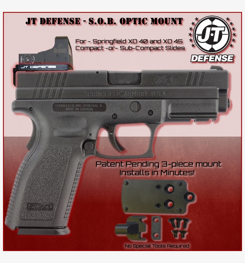 Springfield Xd 40 Or 45 Red Dot Optic Mount - Springfield Xd 45 Red Dot Sight, transparent png download