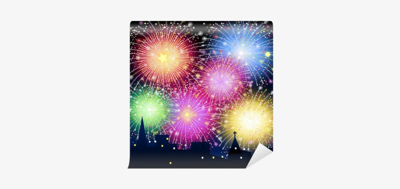 Fireworks On City Skyline-vector Wall Mural • Pixers® - Euclidean Vector, transparent png download