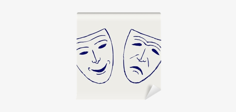 Classic Comedy-tragedy Theater Masks Wall Mural • Pixers® - Mascaras De Comedia Y Tragedia Para Imprimir, transparent png download