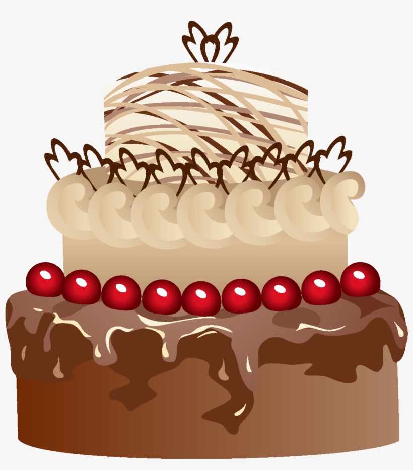 Cartoon Fruit Chocolate Cake Element - Chocolate Cake, transparent png download
