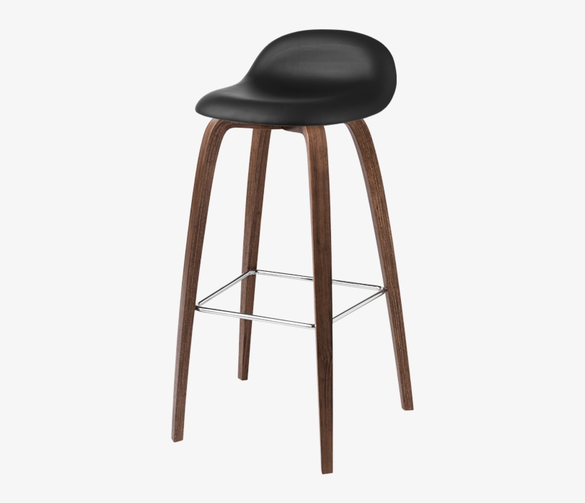 Gubi 33d Fully Upholstered Leather 1 Leather Bar Stools, - Gubi - Chair 3d Barstool 75 Cm Black / Walnut, transparent png download