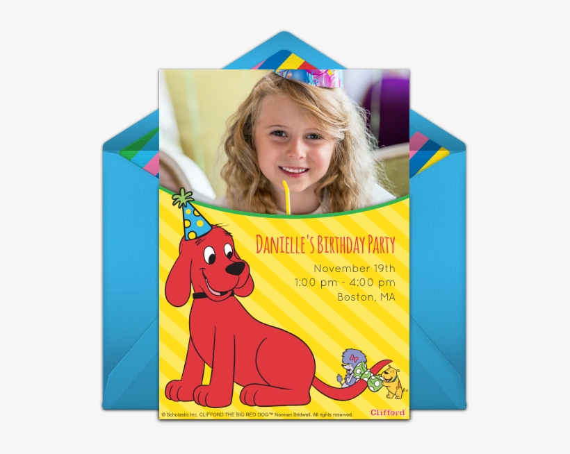 Clifford Birthday Photo Online Invitation - Clifford And Friends Shirt, transparent png download