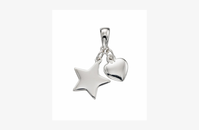 Sterling Silver 925 Heart And Star Double Pendant, transparent png download