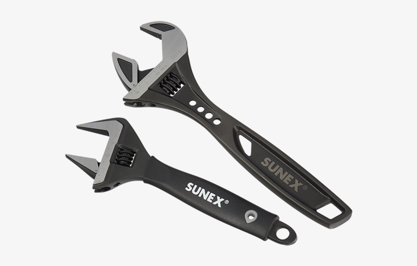 2pc Adjustable Wrench Set 8″ Widemouth & 10″ Tactical - Sunex 8in Wide Jaw Adjustable Wrench 9612, transparent png download