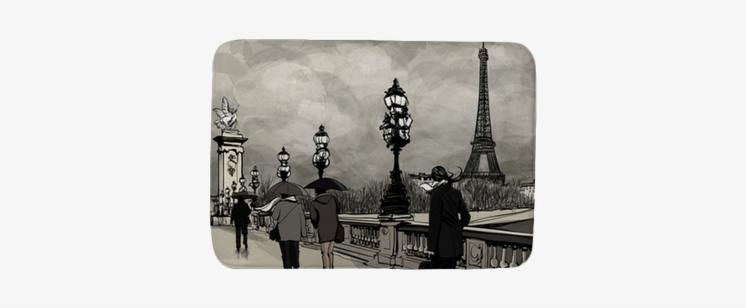Drawing Of Alexander Iii Bridge In Paris Showing Eiffel - Paris Dibujo, transparent png download