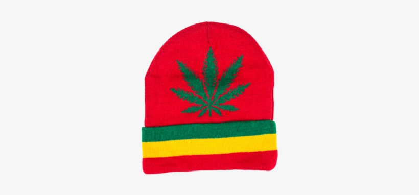 Red Rasta Weed Leaf Beanie Everythingfor420 - Knit Cap, transparent png download