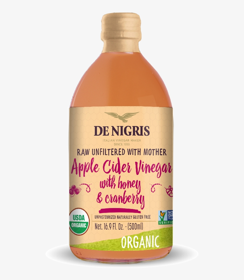 Organic Apple Cider Vinegar With Honey & Cranberry - De Nigris Vinegar, Organic, Apple Cider, Raw Unfiltered,, transparent png download