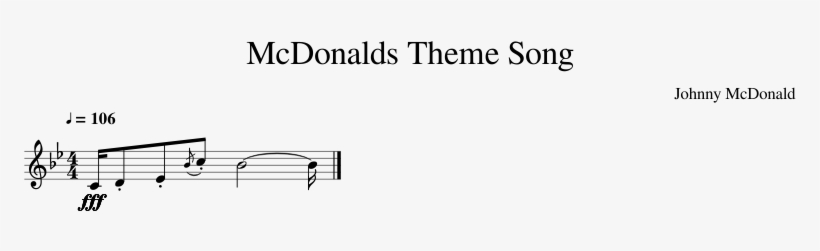Mcdonalds Theme Song Sheet Music Composed By Johnny - Plot, transparent png download