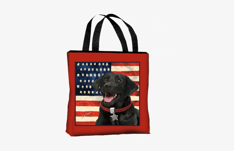 Canvas Dog Tote Bag Black Lab - American Flag With Black Lab, transparent png download