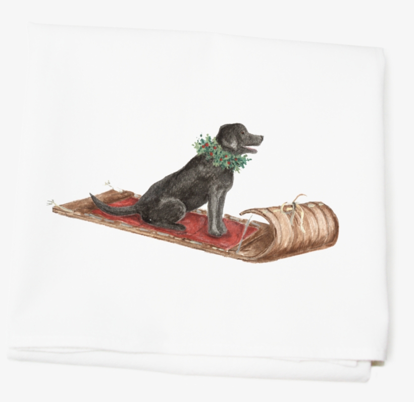 Black Lab On Sled Flour Sack Towel - Dachshund, transparent png download