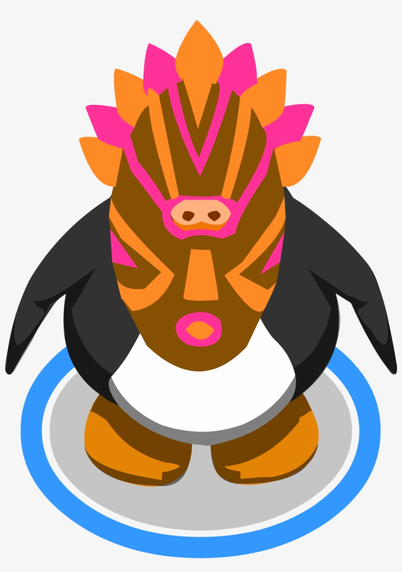 Pink Tiki Mask In Game - Miss Piggy Club Penguin, transparent png download