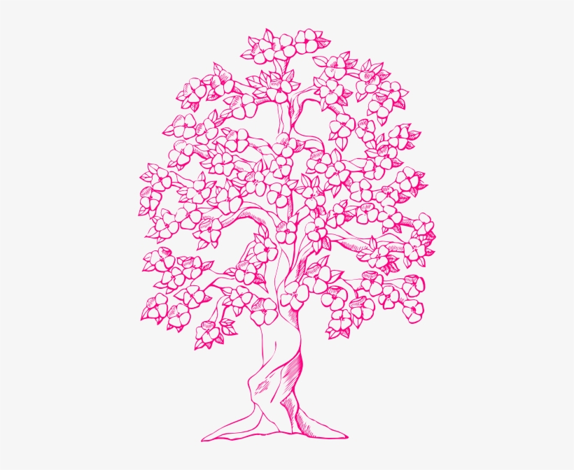 How To Set Use Pink Tree Svg Vector - Spring Trees To Color, transparent png download