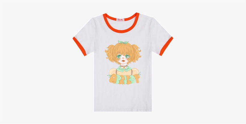 S-3xl [anzujaamu Design] Kawaii Apricot Girl Orange - Cartoon, transparent png download