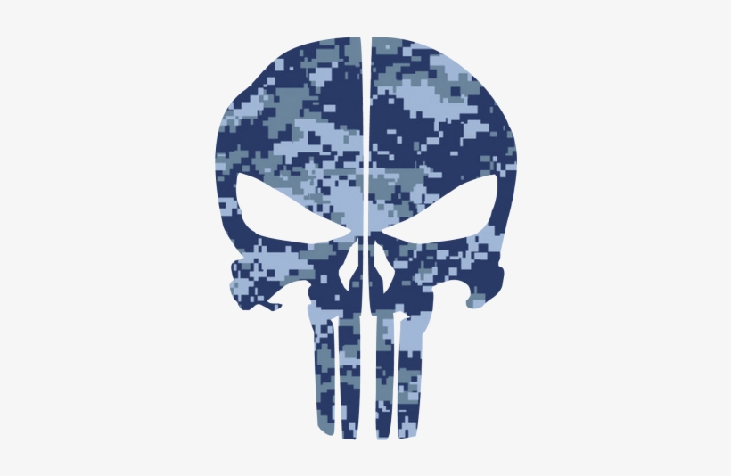 Blue Digital Camo Punisher Skull Rear Helmet Reflective - R2173 Digital Camo Camouflage Graphic Printed Universal, transparent png download