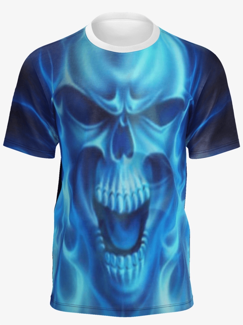 Blue Skull Men's T-shirt - Skull, transparent png download